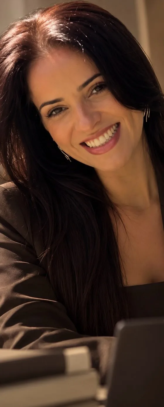 Ana Paula Teles, advogada, de blazer café, sorrindo